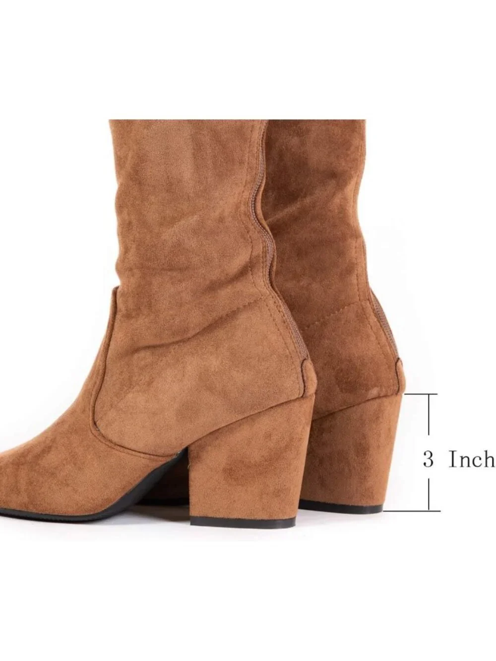 Over the Knee Thigh High Suede Boots - Flat Block Heel, Winter Comfort, Pointed